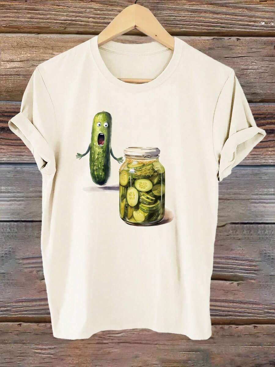 Shipping Within 24 Hours From Mexico: Graphic Print T-Shirt, Short Sleeves And Round Neck, Casual Top For Summer And Spring, Women's Clothing. - 白色 - 查看 1