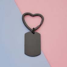 Stainless Steel Strip Bar Keychain, 10 Pcs, Mirror Polished, Blank Stamped, Custom Engraved Tags, Personalized Gift Keychain - 04 黑色 - 查看 1