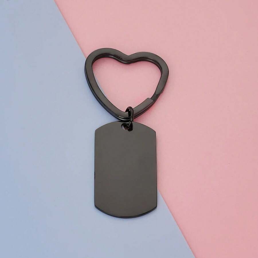 Stainless Steel Strip Bar Keychain, 10 Pcs, Mirror Polished, Blank Stamped, Custom Engraved Tags, Personalized Gift Keychain - 04 黑色 - 查看 1