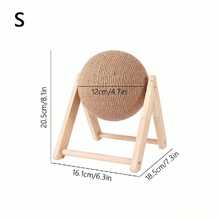 1pc Cat Scratching Board Toy, Natural Sisal Rope Cat Scratch Ball, Rotating Cat Scratching Board Toy, Suitable For Cats And Rabbits, Indoor Interactive Wooden Pet Toy - Apricot - View 7