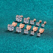 Women Stud Earrings - 香檳金8m鋯石 - 查看 3