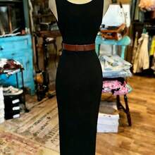 Nana's Women's Clothing Store  Vestido largo sin mangas de cuello en V profundo de unicolor para mujer - Naranja - Ver 3