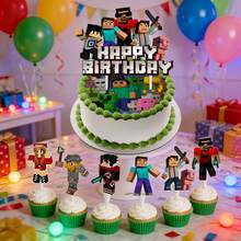 25 pezzi Decorazioni per torta a tema mondiale, decorazioni per torte per feste di compleanno a casa, decorazioni da dessert per cucina e sala da pranzo - Multicolore - Visualizzare 8