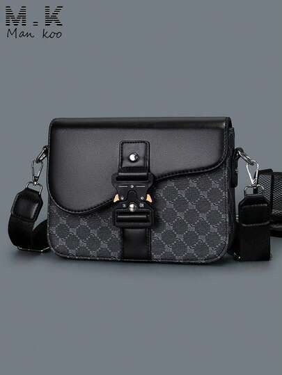 Bolso de mensajero retro para hombres, diseño de solapa irregular en forma de S, bolso cruzado ligero de gran capacidad, bolso cuadrado pequeño unisex adecuado para el uso diario y la escuela