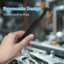 8pcs Anti-Static Black Carbon Fiber Tweezers Set - Multi-Functional Portable Straight & Bent Heat-Resistant Repair Tools, Industrial Precision Tweezers, High Elasticity, Suitable For Electronics, DIY Manual Tools, Phone Repair - Tweezers - View 8