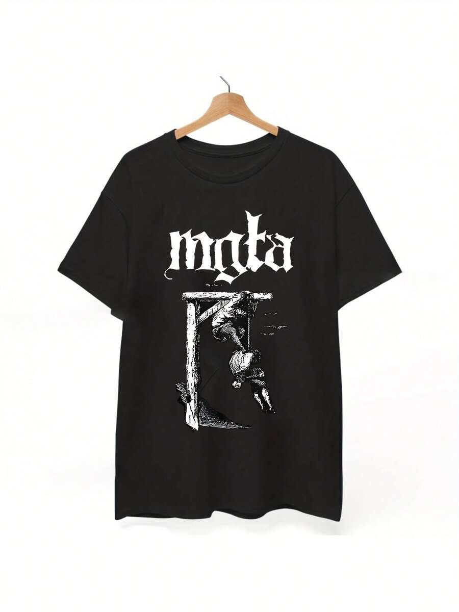 Camiseta de Verano con Estampado Divertido Estilo Americano Vintage| Camiseta Vintage Mist| Camiseta de banda de metal negro| Ropa unisex - Negro - Ver 1