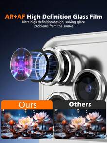 3 piezas Película protectora de lente transparente de alta definición resistente a arañazos, compatible con modelos iPhone 18 Pro/18 Pro Max/17/17Pro/17Promax/17Air/16/15/14/13/12/11, ajuste preciso, adecuada para protección diaria, aventura al aire libre, viajes de desplazamiento y fotografía profesional, cubierta de cámara de vidrio templado 9H, color plata - Plateado - Ver 3