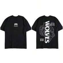 Summer Tops Darcsport T-Shirt, American  Brand, Classic Wolf Head Print, Pure Cotton Short-Sleeve T-Shirt, Loose Fit, Unisex, Plus SizeLoose And Comfortablesummer Clothes - Đen và Đen - Xem 1