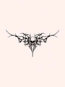 STARTTOOS Sexy Succubus Lower Back Tattoo Sticker - Dark Gothic Skull Totem Chest Temporary Tattoo Sticker For Y2K - Black - View 3