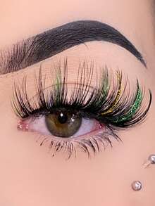Mkhlina 1 Cặp Mi Giả Lông Chồn Nhiều Màu Sắc, Mi Giả 3D Mềm Mịn, Mi Dải Màu Sắc Ấn Tượng Cho Tiệc Tùng, Cosplay, Trang Điểm Halloween - lông mi mềm mại - Xem 3