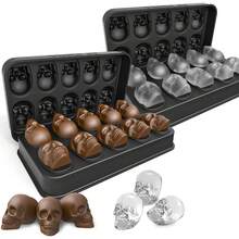 1pc Creative 3D Skull Ice Cube Tray Mold, Suitable For Refrigerator Ice Making, Whiskey Glass Skull Ice Ball Maker, Easy Release Ice Cube Tray, Applicable For Beverages & Cocktails - Multicolor - View 7