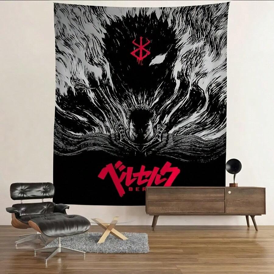 Japanese Anime Anime Tapestry Ging Hippie Wall Rugs Dorm Home Decor(6) - 白色 - 查看 1