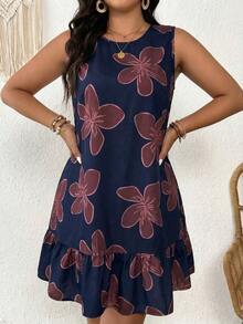 Lounesse Vestido casual de talla sin mangas a rayas - Azul - Ver 11