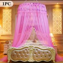 1pc Princess Style Dome Mosquito Net (100*280*1200cm) With Hooks, Dreamy & Elegant Design, Minimalist & Fashionable, Essential For Summer Anti-Mosquito, Home Decor, Suitable For Single/Double/King Size Bed, Bedroom, Rental, Camping, Etc. (Fits 0.9m-1.8m Bed) - Dome-shaped Mosquito Net In Seven Colors - Pink - View 9