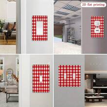 1pc Red Plaid Switchplate/Wall Plate Cover - Rustic Red Gingham Design, Easy /Toolless Installation, Fits Switches, Outlets & Fan Controls - Bedroom Decor Panel, Cover, 2D Flat Style - A - View 3