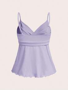 Camiseta de tirantes casual y versátil con estampado de lunares y detalle de nudo para mujer - Púrpura malva - Ver 2