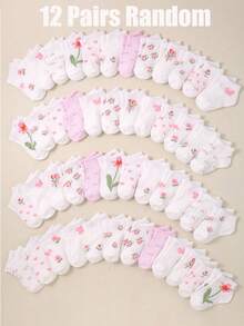 6/12/24 đôi tất cổ ngắn cho bé mềm thoáng khí co giãn cao màu cơ bản họa tiết hoa tim nơ jacquard, tất cho bé gái tập đi & tất thường ngày với thiết kế in dễ thương, tất siêu mềm co giãn không bó hằng ngày, 0-36 tháng cho mùa xuân hè mặc hằng ngày, quay lại trường học & chơi trong nhà ngoài trời, tất em bé, tất bé gái, tất trẻ chập chững, tất cổ ngắn, tất hoa, tất tim, tất nơ, tất đi học, quà quay lại trường học quà sơ sinh vật dụng tiệc tiết lộ giới tính - Nhiều màu - Xem 11