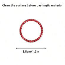 1pc Car Single Key Start Button Decorative Ring, Inlaid Diamond Crystal Ignition Ring, Red (Note: Size May Not Fit All Vehicle Models) - Red - View 8