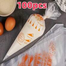 100pcs/Pack Disposable Piping Bags, Thickened Non-Slip Non-Burst Piping Bags Suitable For Baking Cake & Cookie Decoration - Clear - View 1