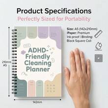 1 pieza Cuaderno planificador de tareas amigable con TDAH, bloc de notas con espiral en tonos macaron apagados, diario de gestión del hogar para déficit de atención, planificador diario de tareas estructuradas, libro de registro diario estilo minimalista Ins, útiles escolares - A - Ver 10