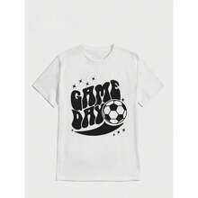 Vibraciones del Día del Partido de Fútbol - Camiseta de Algodón para Hombre, Casual y Deportiva con Estampado Digital de Fútbol, Ideal para Fiestas, Actividades al Aire Libre, Lavable a Máquina - Blanco - Ver 10