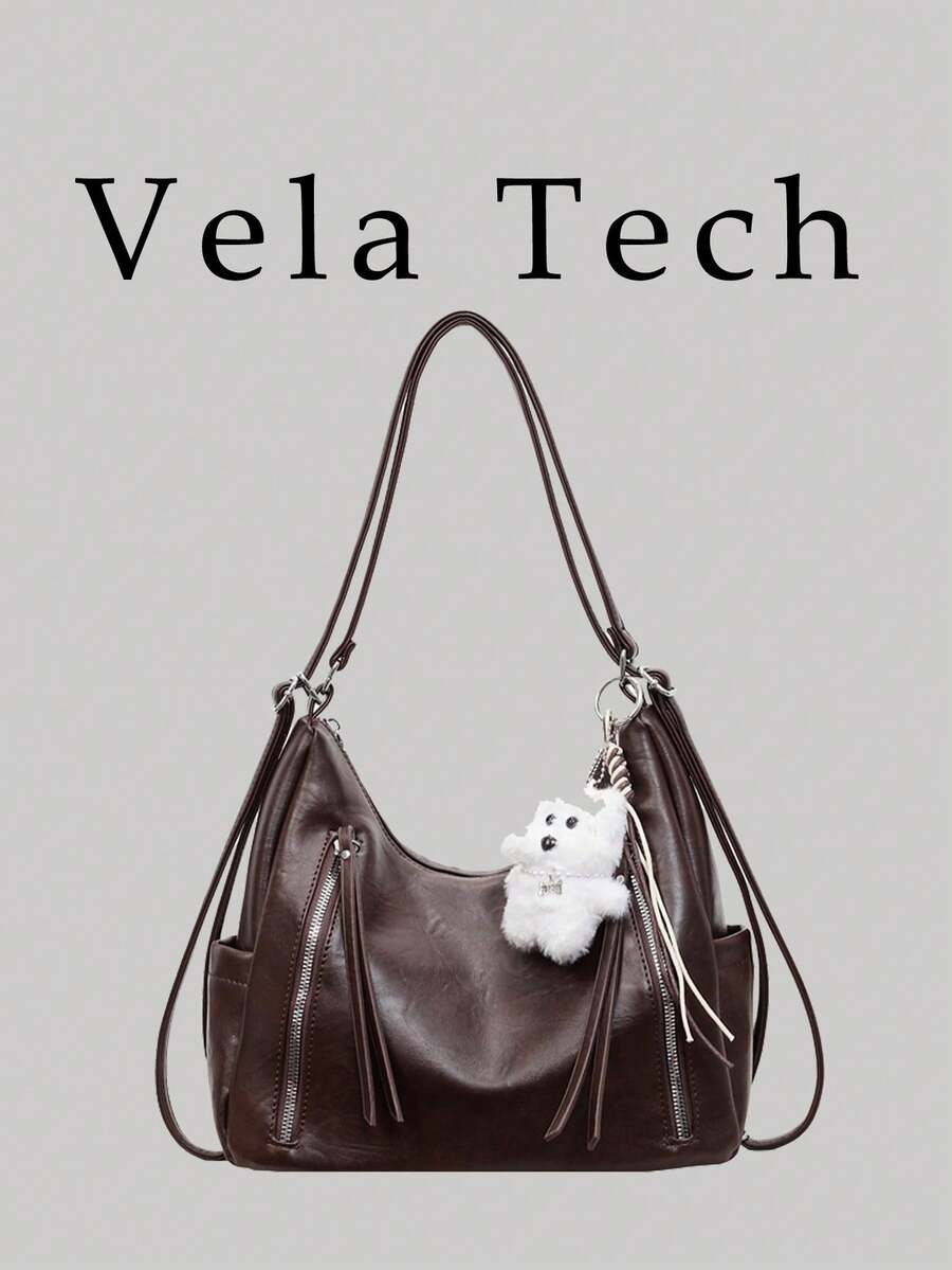 Matte Texture Large Capacity Fashionable Versatile Shoulder Bag, High-End Beach Bag, Tote Bag, Shopping Bag - Coffee - View 1