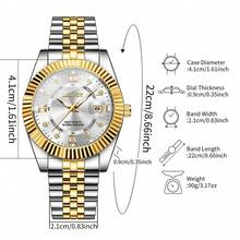 2pcs/Set Couple's Minimalist Fashion Roman Numeral Diamond Decorated Calendar Dial Classic Quartz Wrist Watch, No Watch Box Included - White - View 3