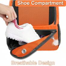 Water Resistant Sports Soccer Bag, Adjustable Backpack With Ball Compartment, Portable Training Bag For Various Ball Games - Orange - View 4