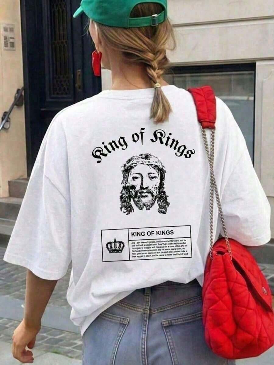 Women's Black Short Sleeve T-Shirt 2026 - Hands In Prayer And "Prayer Works" Print - Vintage Style Faith Streetwear - Summer Casual T-Shirt. - 白色 2 - 查看 1