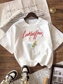 Fashion NEW t de Martini Olive, de cuello redondo y manga corta, informal para mujer, versátil para vacaciones de verano en la playa.-Vintage Street Style Unisex Loose Cotton Sleeve Crew Neck T-Shirt - Blanco - Ver 9