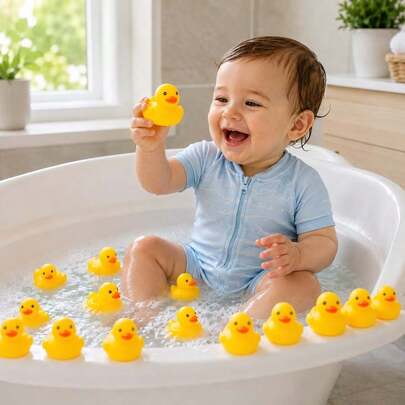 10/20pcs Small Yellow Rubber Ducks - Floating Squeaky Duck Toys Suitable For Baby Bath, Toddler Bathing, Summer Water Play, Bathroom Toys, Children Party Favors And Nursery Decor