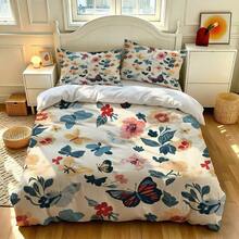 1 Set Sprei Motif Kupu-kupu Retro Definisi Tinggi, 1 Sarung Selimut 2 Sarung Bantal, Proses Pewarnaan Aktif, Kain Lembut Ramah Kulit, Tidak Berbulu atau Pudar, Pengerjaan Halus, Tersedia Berbagai Ukuran, Cocok Untuk Kamar Tidur, Kamar Tamu, Sewa Liburan - 7159+SJT+W - View 3