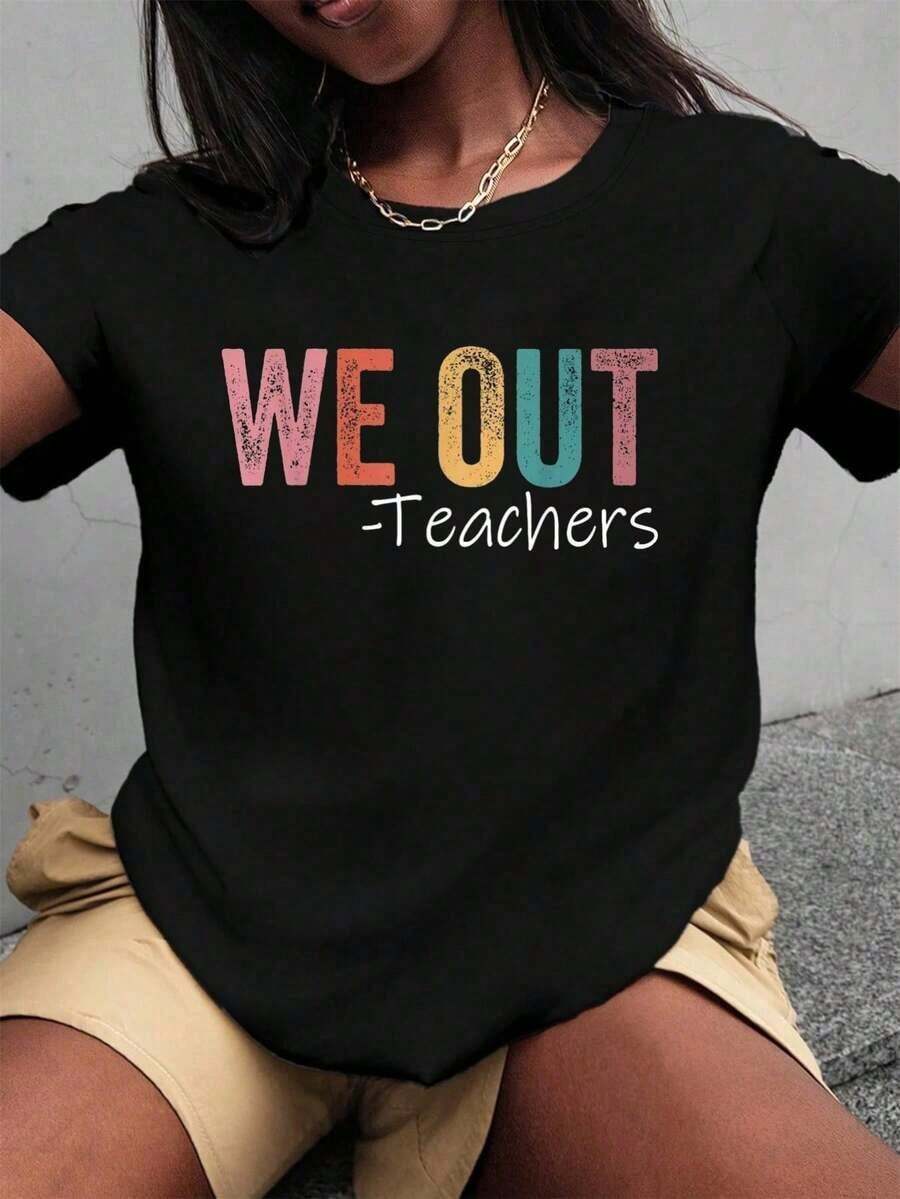Camiseta 100% Algodón para Maestros, Fin de Año Escolar, Feliz Último Día de Clases, Camiseta de Vacaciones para Hombre y Mujer, Vestido Transpirable de Verano, Transpirable y Cómoda - Negro - Ver 1