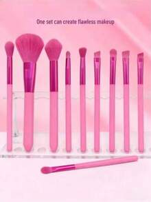 Bộ 10 cọ trang điểm chuyên nghiệp, bao gồm cọ phấn phủ, cọ tạo khối, cọ má hồng, cọ nền, cọ phấn mắt, cọ che khuyết điểm, với sợi lông siêu mềm và tay cầm thời trang. - Màu Hồng Tươi - Xem 6