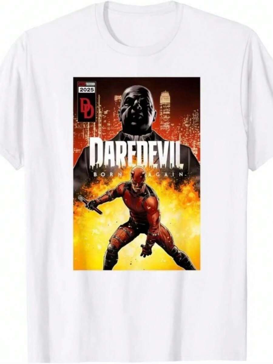 Women's T-Shirts 2026 New Daredevils Marvels T-Shirt Gothic Summer Unisex Short Sleeve Heavy Cotton Crew Neck Streetwear Top For Him &Amp; Her - 白色 - 查看 1