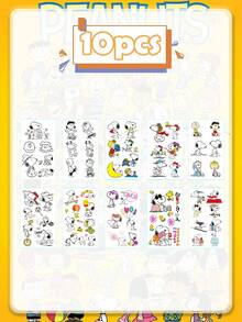 Snoopy Cartoon Tattoo Sticker - Cute And Popular Dog Design - Waterproof Sticker For Tattoos - Rectangle - View 4