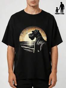 Camiseta de Hombre con Estampado de Perro Schnauzer Gigante - 100% Algodón - Camiseta Casual de Manga Corta con Cuello Redondo y Estampado de Espalda con Schnauzer y Propietario - Camiseta Negra para Amantes de Perros (Tallas S-XXXL) - Regalo Ideal para Papá, Esposo, Abuelo - Negro - Ver 6