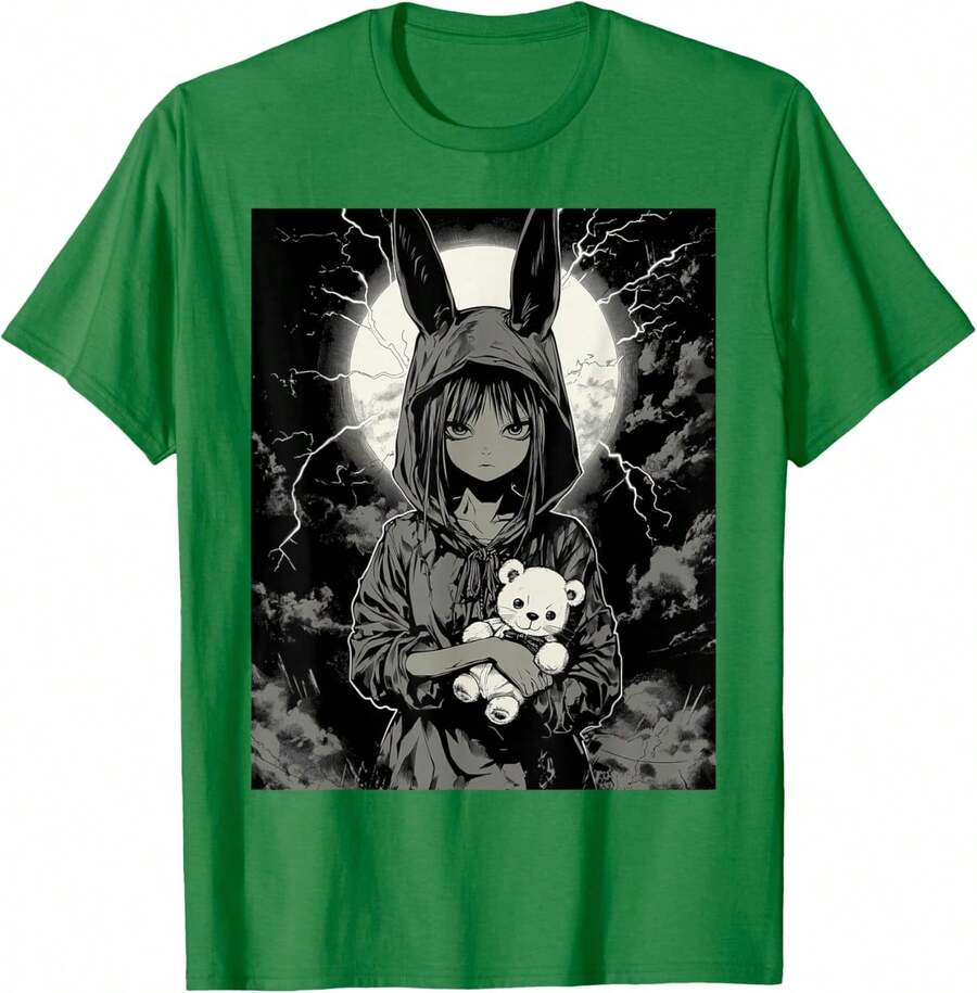 Anime Girl Bunny Teddy Bear Goth - Camiseta gótica de conejito de anime para mujer - Verde Kelly - Ver 1
