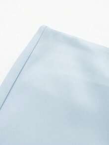 Minifalda asimétrica envolvente de unicolor casual para mujer, falda-pantalón minimalista de moda para el verano - Celeste - Ver 3