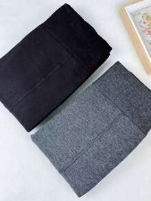 Women's Ribbed Ankle-Length Tights, Lined, Warm, With Full Foot Coverage, Elastic, Sizes 36 To 42. - Black-gray - View 3