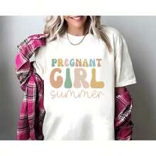 Summer T-Shirt For Pregnant Women 100% Cotton, Maternity T-Shirt, Mother's Day T-Shirt, Printed T-Shirts 100% Cotton For Women, Spring/Summer Graphic T-Shirts For Women, Breathable And Comfortable. - 孕婦襯衫004 - 查看 2