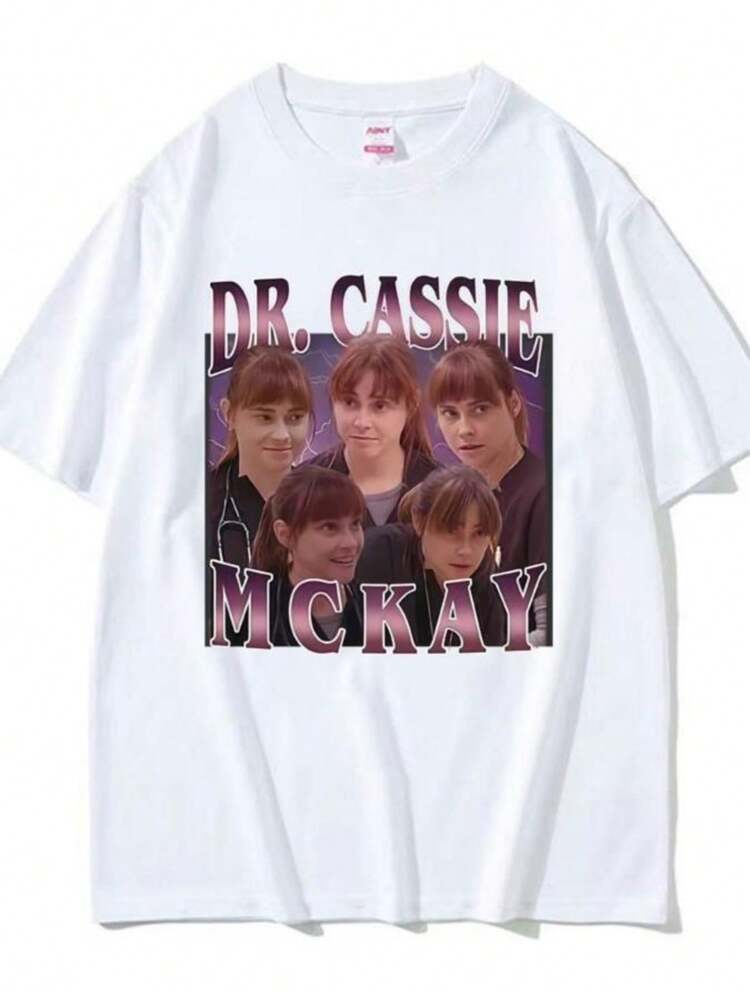 Women's Blouses Dr. Cassie McKay Vintage (Fiona Dourif) Print T-Shirts Men Women Retro Hip Hop Street T Shirt Summer Short Sleeve Loose T Shirts - 白色 - 查看 1