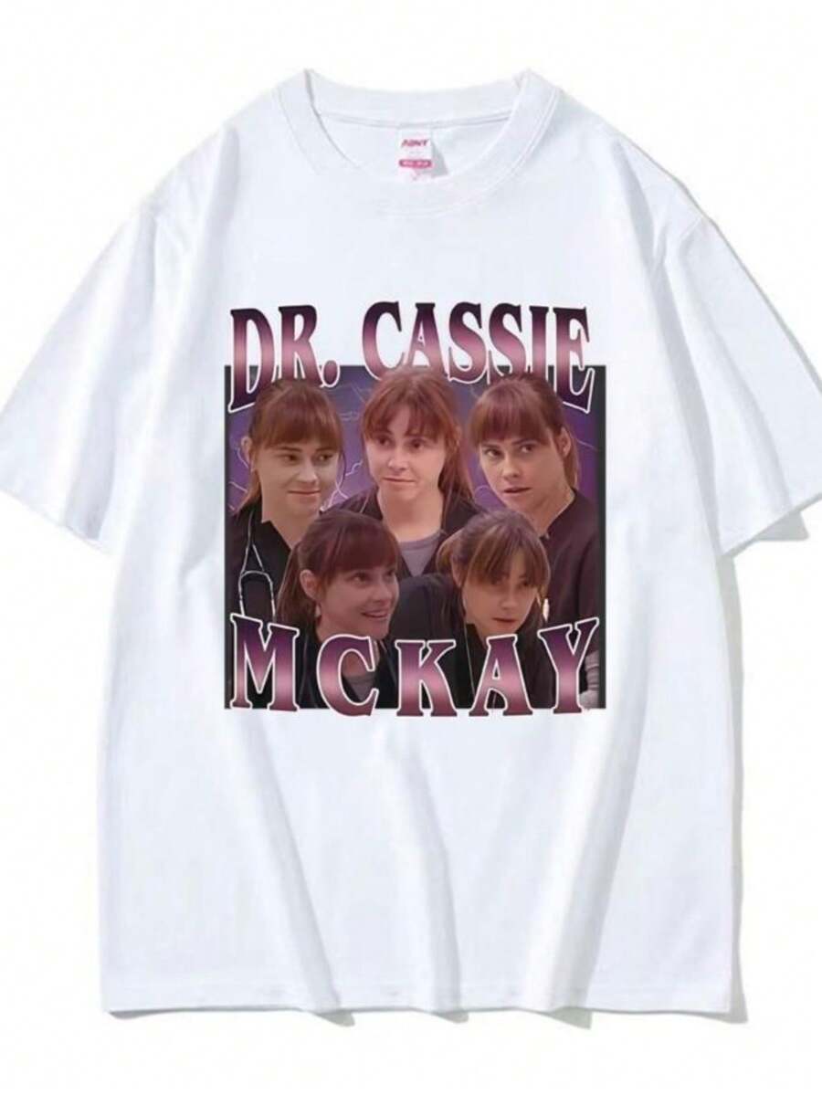 blusas para mujer Dr. Cassie McKay Vintage (Fiona Dourif) Print T-shirts Men Women Retro Hip Hop Street T Shirt Summer Short Sleeve Loose T Shirts - Blanco - Ver 1
