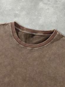 Manfinity  Camiseta de manga corta de algodón con cuello redondo, estilo minimalista y casual con estampado de letras para hombre en verano - Multicolor - Ver 4