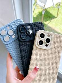 Funda para teléfono Apple de textura trenzada antideslizante, paquete de 3 unidades, de gran - Multicolor - Ver 2