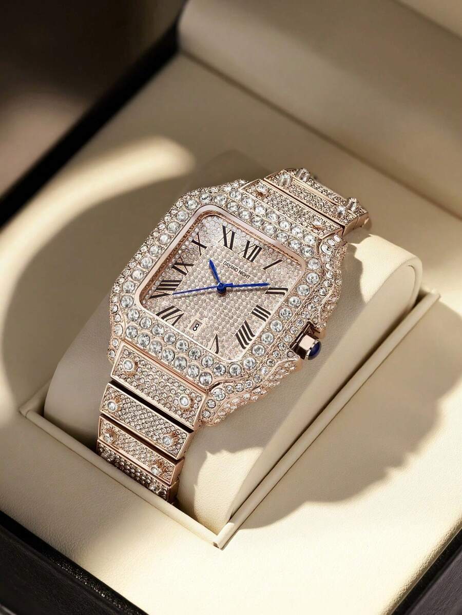 GUANQIN 1 pièce Montre à quartz de luxe pour femmes, cadran carré avec cristaux de strass, montre mécanique automatique mode affaires décontractée, convient pour Pâques, Halloween, Noël, Fête des Mères, rentrée scolaire, étudiant, anniversaire, vacances, Saint-Valentin, rendez-vous, affaires, port quotidien, cadeau, festival de musique, saison des mariages - Or rose - Voir 1