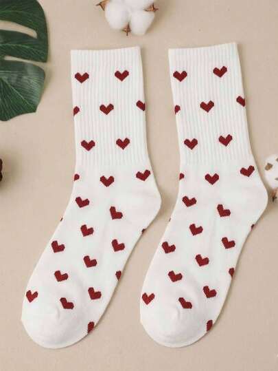 Socken mit Herzmuster, Herbstsocken