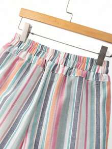 Pantalones cortos de mujer con cintura con cordón, bolsillos en diagonal y unicolor, para vacaciones casuales y viajes diarios, minimalistas y versátiles - Multicolor - Ver 6