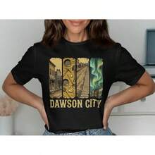 Camisetas de Dawson City, Monumento Canadiense, Ciudad de la Fiebre del Oro, Territorio del Yukón, Recuerdo de la Boreal - Negro - Ver 1