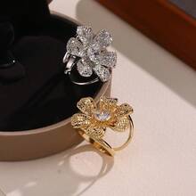 Multifunctional Floral Scarf Buckle, High-End Fashion Versatile Square Scarf Fastener, Women's Light Luxury Scarf Buckle New - 銀色 - 查看 3